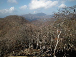 稜線からの鍋割山と檜洞丸